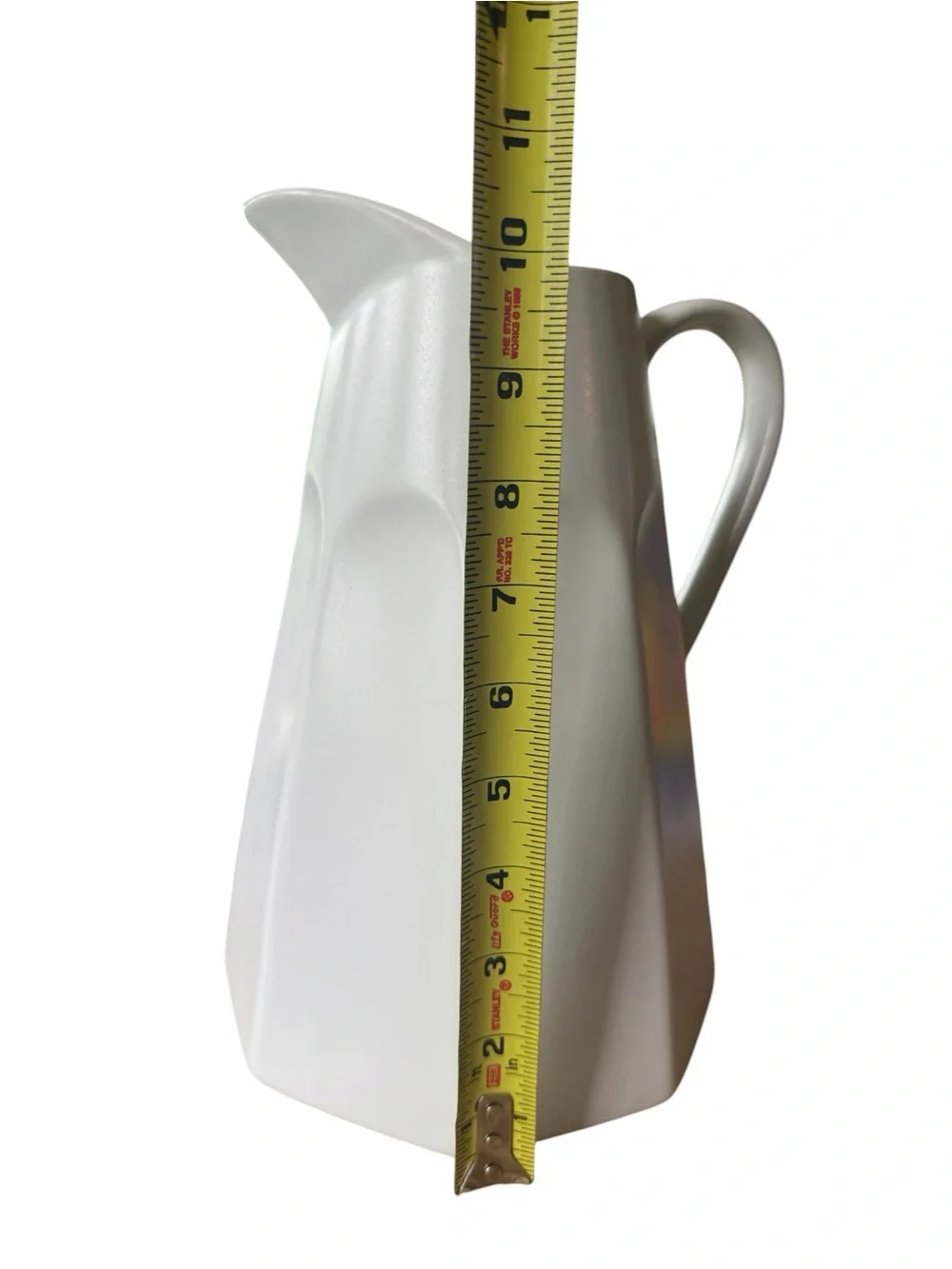 Crofton White Ceramic Pitcher Modern Faceted Farmhouse Vase Water Pitcher 10”